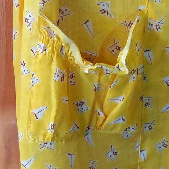 Vintage Fruit Of The Loom Yellow Peter Pan Collared Belted Dress - Picture 10 of 16